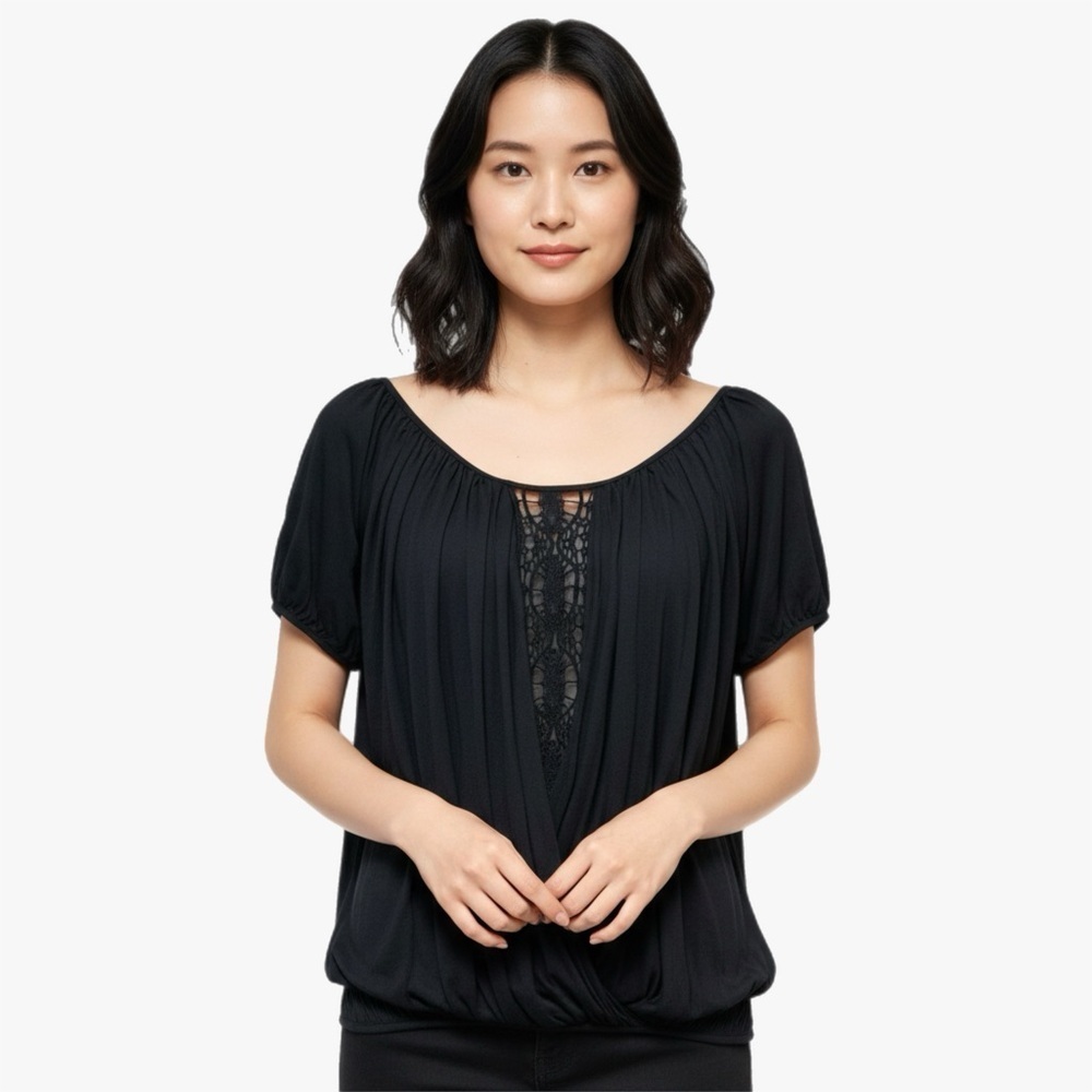 NWT Chelsea & Theodore Black Boho Top Size S